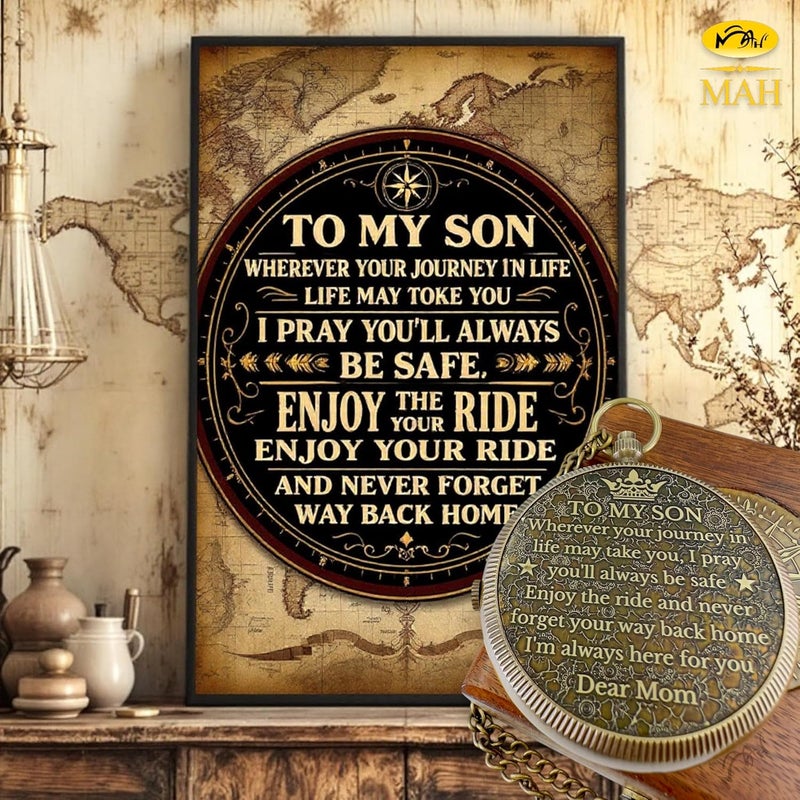 MAH Brass Compass Gift – to My Son Never Forget That I Love You, Sentimental Keepsake Gift from Mom Dad & Grandparents for Graduation, Baptism, Confirmation, Communion, Birthday, Back to School Best Gift - Image 3